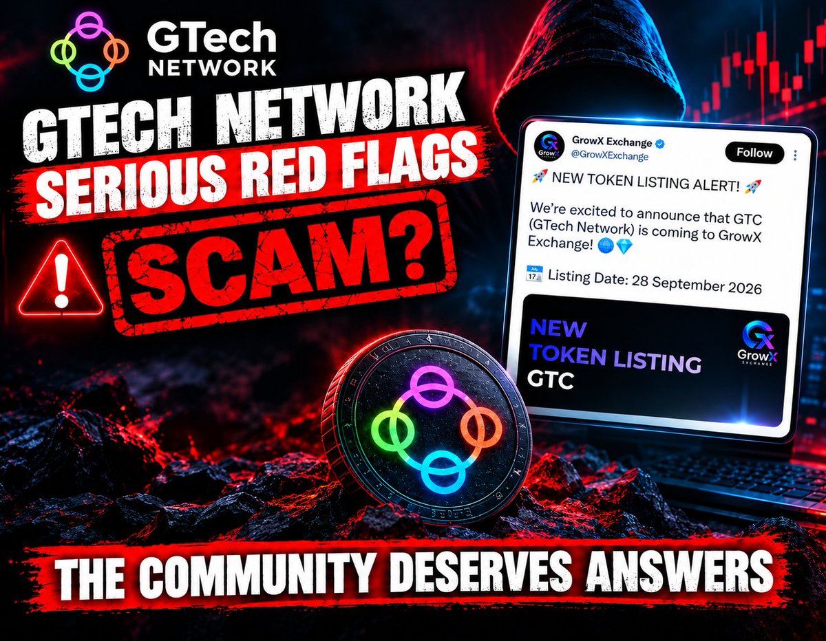 shahidmukhtiar7's tweet photo. GTech Network has seriously disappointed its community.

For over a year, the community was encouraged to mine GTC, followed by a paid TGE and Pre-Sale in which many members participated.

The listing was then delayed three times. On September 28, GTC was finally listed on GrowX, an exchange reportedly launched only four days earlier.

Even after the listing, GTC deposits on GrowX remain unavailable.

After more than a year of promises and announcements, the community still deserves clarity on GTC’s listing strategy, GrowX, and the relationship between the project and the exchange.

The GTC community deserves transparency and a clear explanation from the team.
#gtech #gtc #gtechnetwork
@gtechnetwork
@gtechnetwork