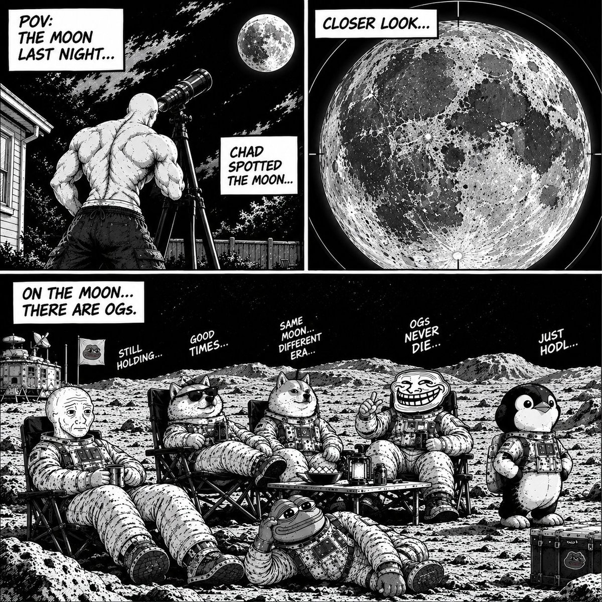 CHAD_fgm's tweet photo. The OGs were already on the moon. 🌕
Now it’s Chad’s turn. $CHAD https://t.co/O5KcBgPR2a