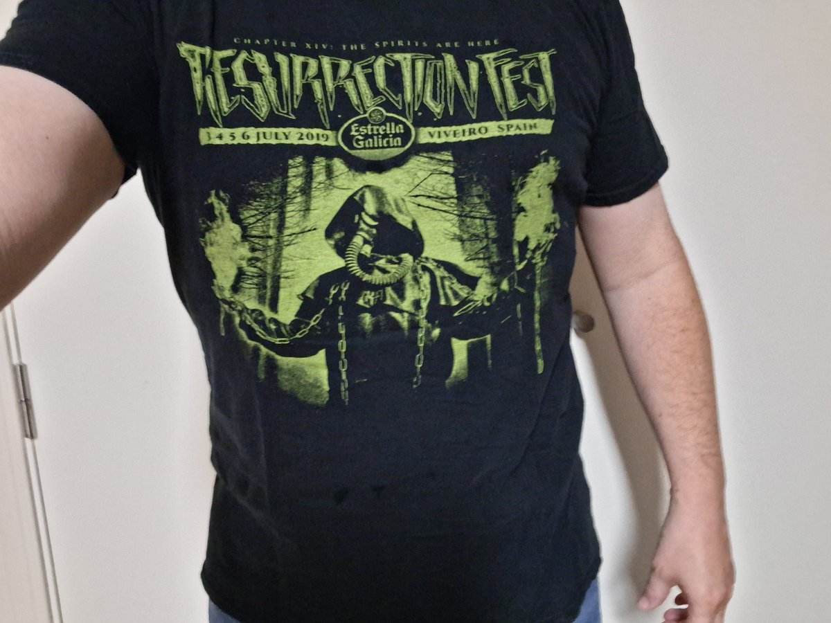DavidGTato's tweet photo. #Metalshirt #ResurrectionFestEG2019 #TheSpiritsAreHere #Slayer #ArchEnemy #KingDiamond #Slipknot #LambOfGod #Testament #WithinTemptation #CradleOfFilth #Gojira #ParkwayDrive #Trivium #WhileSheSleeps #BerriTxarrak #CrystalLake #Vhaldemar #Serrabulho #Crisix #Toundra #Avatar https://t.co/jrBqbZ4PQi