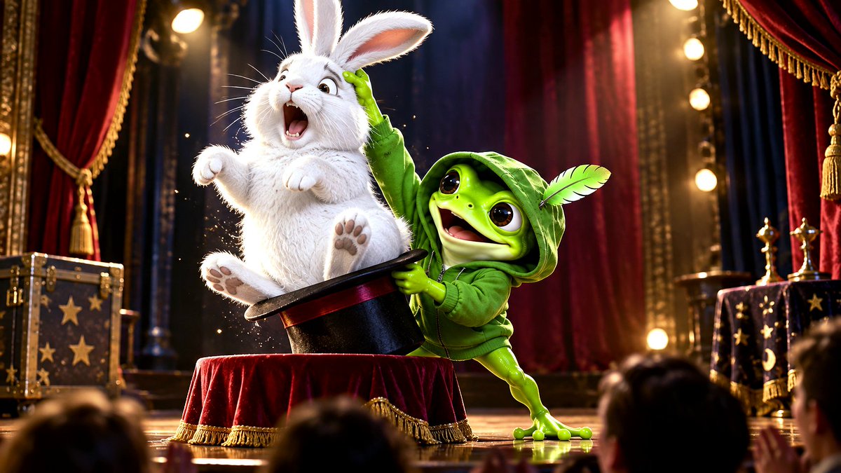Frog_In_Hood's tweet photo. Bibbidi bobbidi…
Abraca-frog. Please don’t sue me. 

$FIH 🐸🪶 https://t.co/eufMuLAOp5