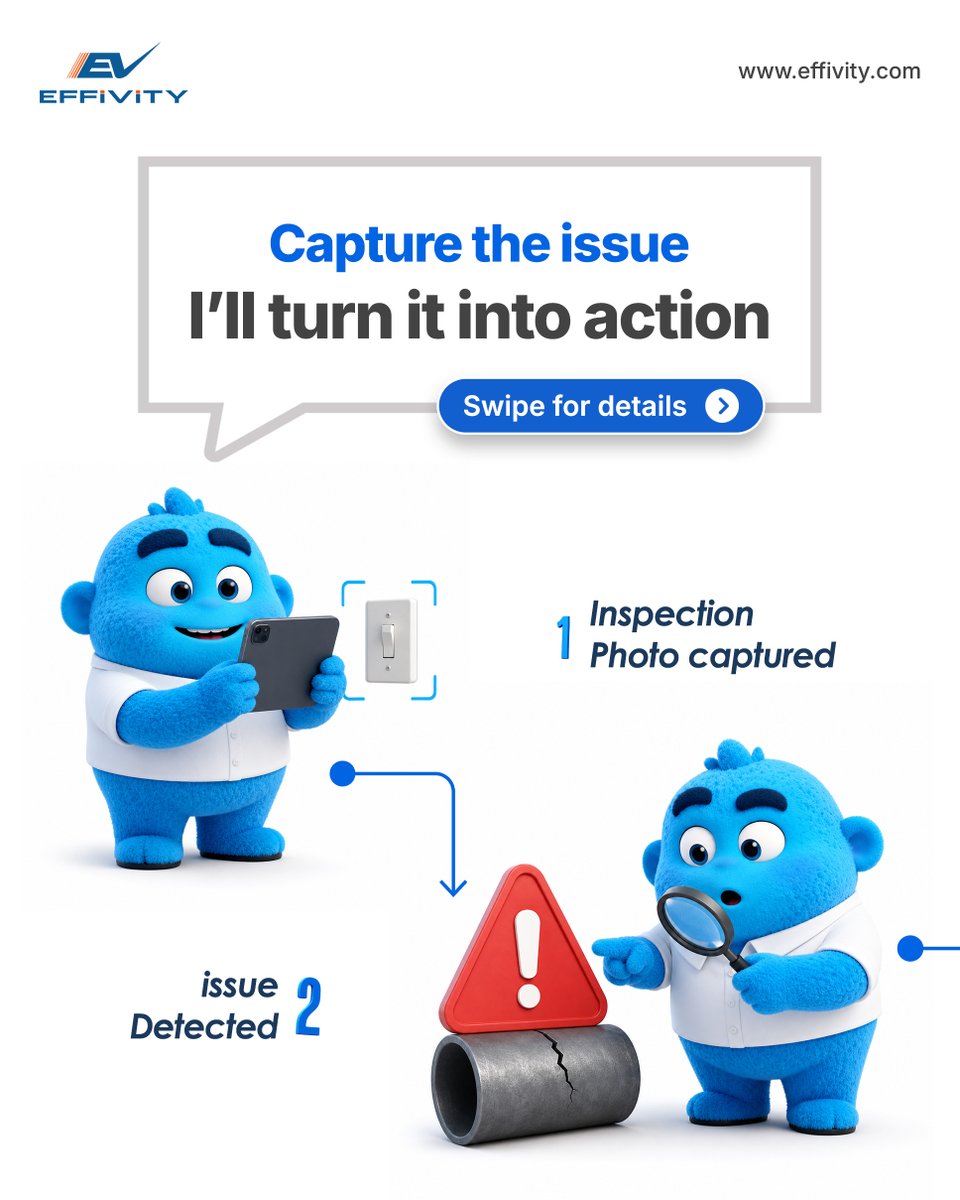 effivity's tweet photo. Turn inspection photos into immediate action.
AI identifies nonconformities, creates NC records, reviews corrective evidence, and recommends closure for approval.
Get your 15-Day Free Trial ➡️ https://t.co/l5YMY1vx8z
#Effivity #AIVision #Nonconformance #QualityManagement https://t.co/hozsQx4XlX