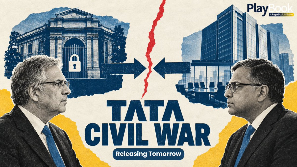 Playbook_PB's tweet photo. India’s most trusted business name, the Tatas, is facing an internal power struggle that could fundamentally reshape its identity.

We bring you every aspect of the story in our first YouTube feature, tomorrow.

Subscribe to Playbook and hit the bell icon.

(Link below) https://t.co/GAIB77zutw