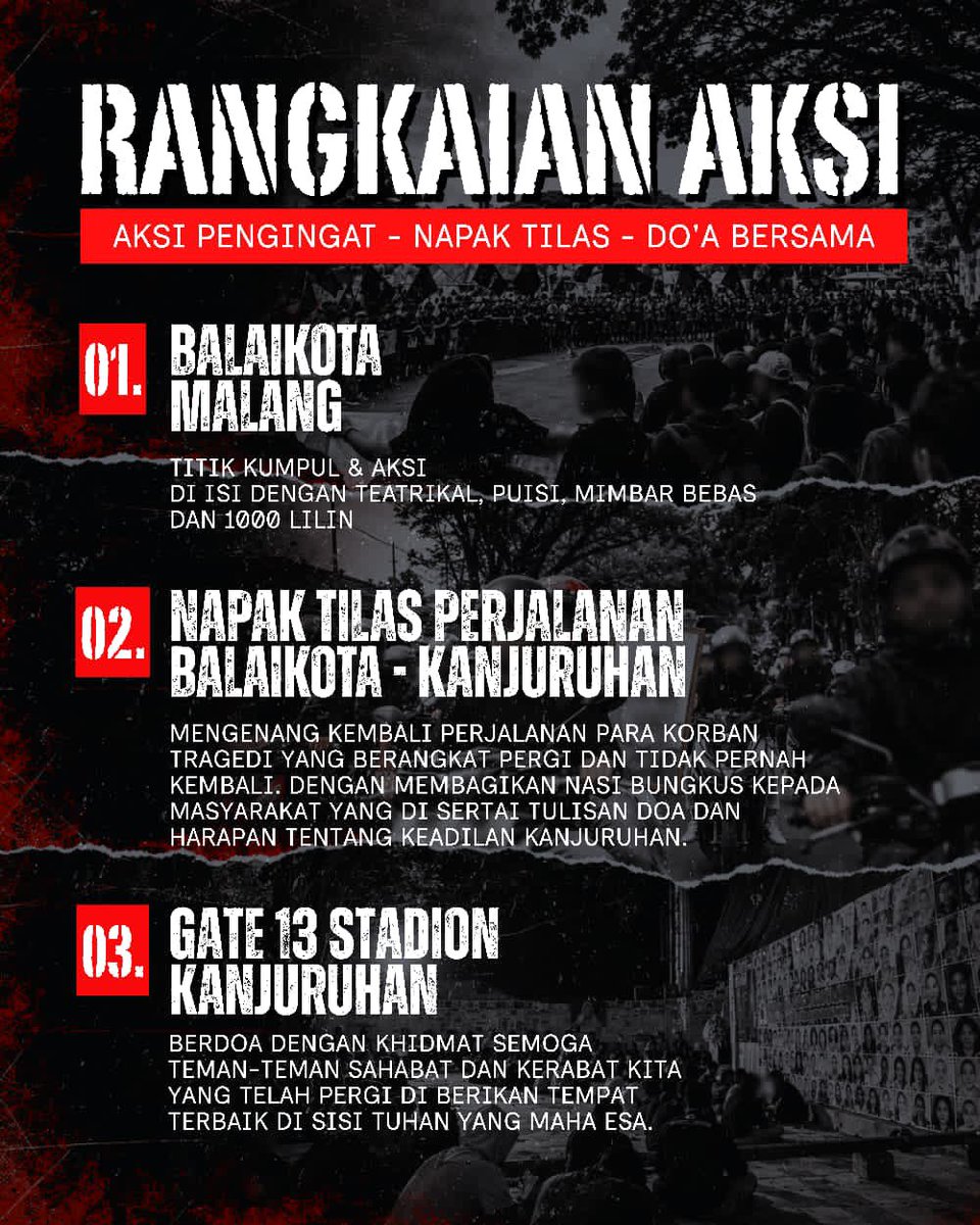 mlgcollective's tweet photo. Mohon diperhatikan beberapa himbauan di bawah. Peringatan ini merupakan milik bersama, maka sudah sepatutnya kita saling jaga. 

Sampai jumpa 01 Oktober!✊🖤
#4TahunTragediKanjuruhan 
#HariDukaSepakbolaNasional 
#JusticeForKanjuruhan https://t.co/VbGI9Pw2pD