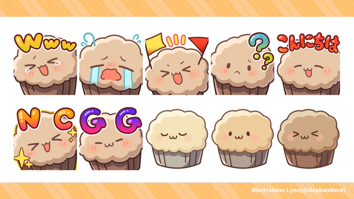 DeabanNero's tweet photo. 【WORK】
Maufin(@Maufinfn)さんのメンバーシップバッジとスタンプを描かせていただきました🧁✨ https://t.co/zmJ1RlhBS0