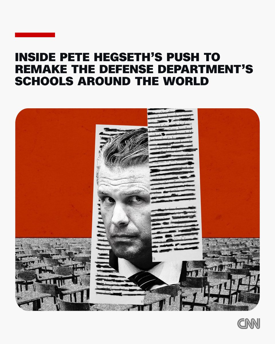 CNN's tweet photo. At a time when US children are struggling with core subjects like reading and math, students from one school system have consistently scored higher than the national average on federally mandated tests.

Yet the Department of Defense Education Activity, or DoDEA – the Pentagon-run school system that educates some 66,000 children of US troops around the world – is being overhauled under Defense Secretary Pete Hegseth. https://t.co/PB036vkxLB