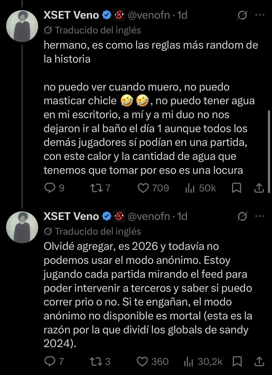 forcy_17's tweet photo. VENO EXPONE Y CRITICA A FORTNITE POR EL MUNDIAL:

- No pudieron ir al baño en una partida
- No masticar chicle
- No agua en su escritorio
- Golpes de Calor
- Intoxicación alimentaria a Peterbot y otros jugadores
- No anónimo
- No espectear 
- Malos monitores

🤔 https://t.co/KVuwRBCnLr