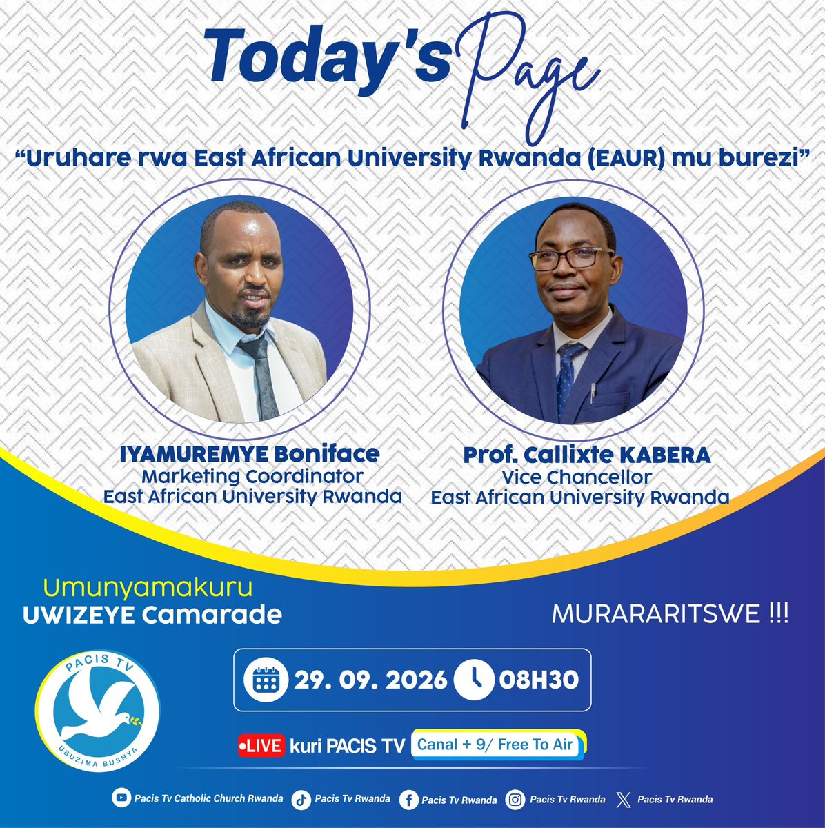 pacis_tv's tweet photo. Nyuma yo gusinya amasezerano y’ubufatanye hagati ya #PacisTV na #East_African_University_Rwanda , ubuyobozi bukuru bw’iyi Kaminuza bwagiriye uruzinduko kuri Pacis TV.
Muri uru ruzinduko, habaye n’ikiganiro cyihariye cyagejejwe ku bakunzi ba Pacis TV, hagarukwa ku bufatanye n’amahirwe bishobora gutanga: https://t.co/L5X5qJWjDA
📺🤝🎓 Twishimiye ubufatanye bwo guteza imbere ubumenyi, itumanaho n’iterambere. @eaur_rw @Rwanda_Edu