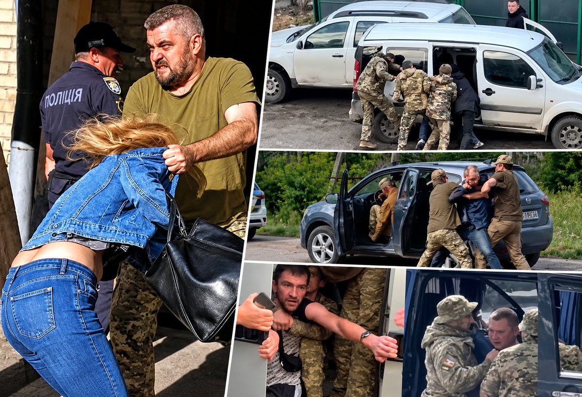 HavryshkoMarta's tweet photo. 📢We keep hearing it from European politicians:

 ‘Ukraine is defending freedom and democracy.’
‘Ukraine is standing up for our European values.’ 
‘Ukraine’s war is our war.’

Now look closely at these images of forced mobilization in Ukraine.
 
Take a good look at what “democracy,” “freedom,” and “European values” are supposed to look like in practice. 

Every day, men 23-60 are hunted down in the streets as if they were dangerous strays.

They are grabbed, forced into vehicles, and sent toward the front against their will — to kill other human beings, to be killed themselves, or to come home maimed for life.

Women who try to protect the men they love are beaten. Then they are threatened with prison and branded traitors for committing the apparently unforgivable offense of trying to keep their husbands out of the meat grinder.

Brussels may have agreed to call all this “democracy.” Repeating the word often enough, however, does not magically turn coercion into freedom.

A government that strips its own citizens of choice, liberty and, ultimately, their lives does not become less oppressive simply because European officials supply it with a more flattering vocabulary. 

Nor does coercion become a “European value” merely because it arrives wrapped in the right flag and accompanied by the right slogans.

That is the bitterest irony of all: people are deprived of their freedom in the name of freedom, denied a choice in the name of democracy, and sent to die in the name of European values.

All, naturally, under the stirring refrain: "Slava Ukraini!"