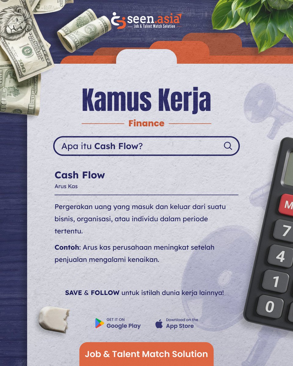 Seen_Asia's tweet photo. Kamus Kerja | Apa itu Cash Flow? 🔎

Istilah finance satu ini sering banget dipakai dalam pembahasan bisnis. Tapi, sebenarnya apa yang dimaksud dengan cash flow? 👀 CEK selengkapnya di bawah ini 👇

SAVE &amp; FOLLOW untuk istilah dunia kerja lainnya! 😆

Good luck! 🚀 https://t.co/kEU6ZZ4bbM