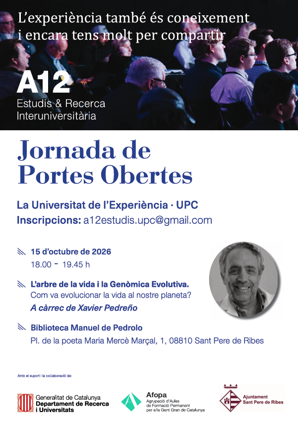 BibliotequesSPR's tweet photo. Ja estan obertes les inscripcions per a la Universitat de la Experiència, a la Biblioteca Manuel de Pedrolo #spribes https://t.co/Wsbp7FYT0Y
Dijous 15 d'octubre, primera xerrada, amb una jornada de portes obertes. Us hi esperem! https://t.co/fiZnOgiEjQ