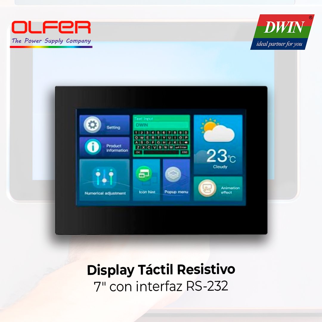 _OLFER's tweet photo. 🖥️⚙️ El Display Táctil Resistivo de 7” de DWIN está diseñado para ofrecer un rendimiento continuo en proyectos de automatización, electrónica y control industrial.

➡️ https://t.co/Hck3AQeTGC

#HMI #PantallasIndustriales #DWIN #DGUSII #RS232 #IngenieriaElectronica https://t.co/1bl7T4niGK
