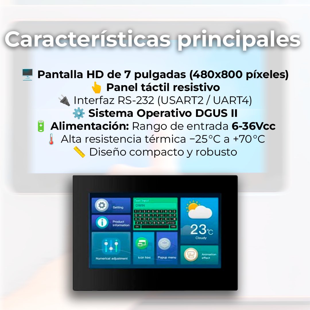 _OLFER's tweet photo. 🖥️⚙️ El Display Táctil Resistivo de 7” de DWIN está diseñado para ofrecer un rendimiento continuo en proyectos de automatización, electrónica y control industrial.

➡️ https://t.co/Hck3AQeTGC

#HMI #PantallasIndustriales #DWIN #DGUSII #RS232 #IngenieriaElectronica https://t.co/1bl7T4niGK
