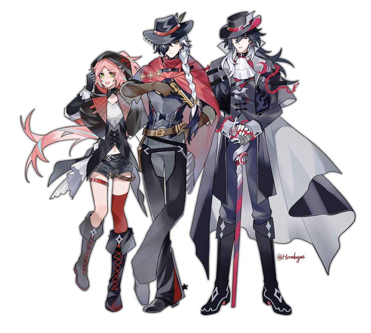 Himalayas0's tweet photo. The Vampire who is a Vampire Hunter, and the two human children he raised
#hsr #Galaxyranger #Boothill #Rappa
#Ashveil https://t.co/HOOTLdKbpS