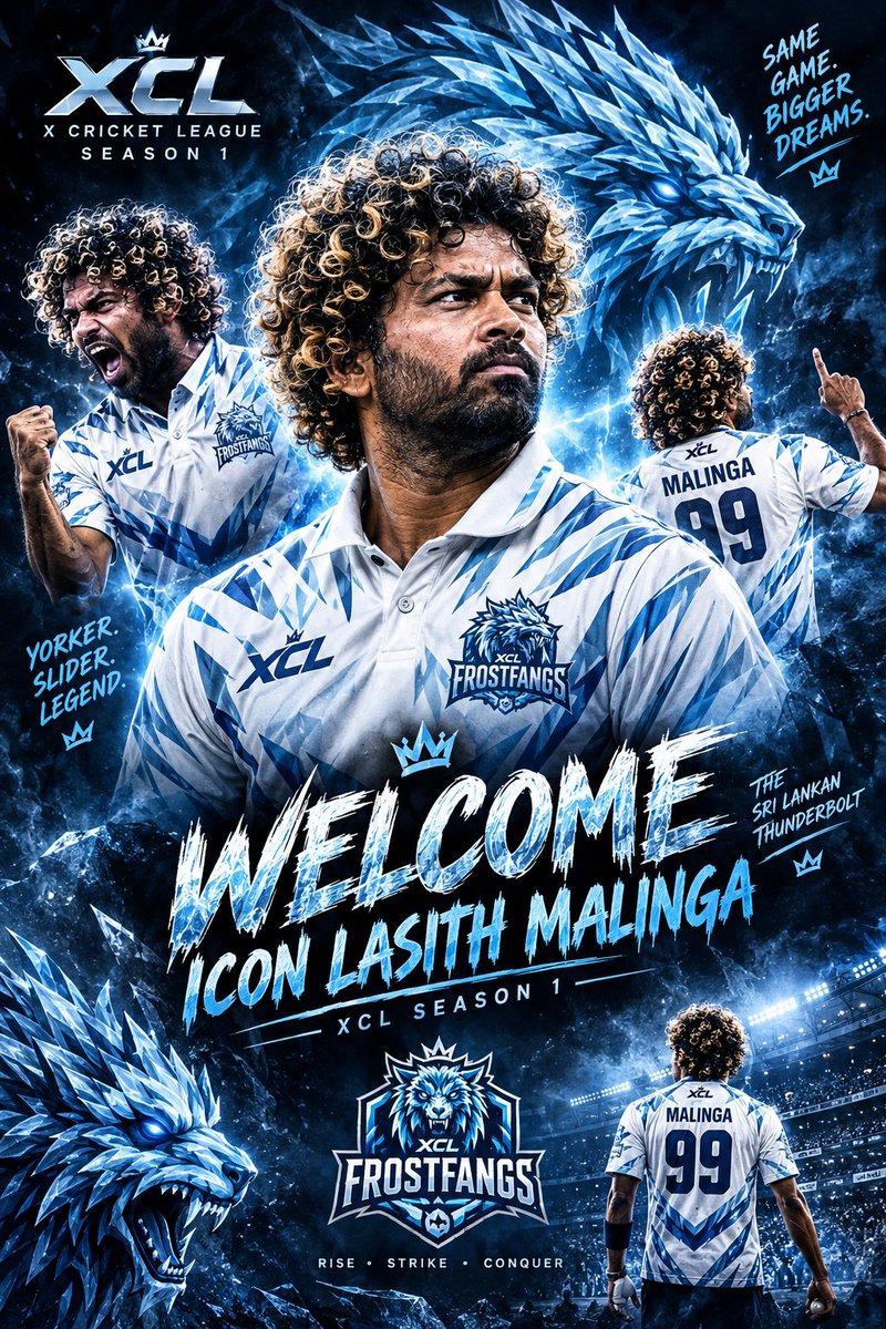 XCRICKLEA6's tweet photo. 🚨 WILDCARD ALERT — THE SLINGA IS BACK! 🚨

⚡ WELCOME, ICON LASITH MALINGA! 🏏

The legendary yorker king arrives with his trademark sling-arm action and deadly pace for XCL S1! Frostfrangs just unleashed a true fast-bowling legend!

Owner: @dethex4s 

#XCL #SEASON1 https://t.co/yxjHFR3f4o