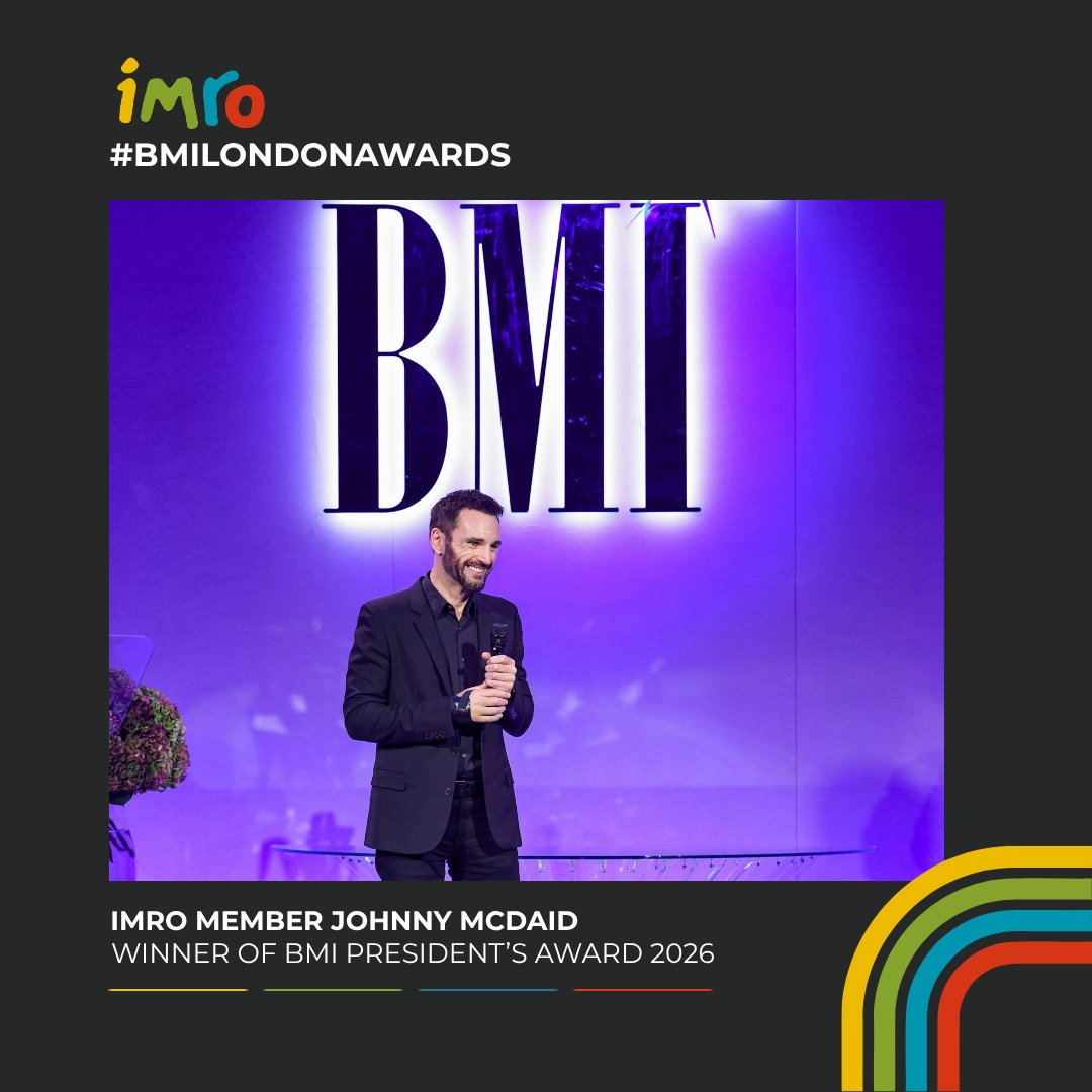 IMRO_music's tweet photo. ⭐What a night at the @BMILondon Awards, where IMRO member @johnnymcdaid was presented with the prestigious President’s Award in recognition of his outstanding contributions to songwriting and music.
#BMILondonAwards #johnnymcdaid #IMRO https://t.co/7YpyDzaIcD