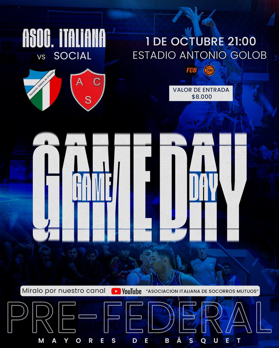 AsocItalianaCh's tweet photo. Jueves 1 de Octubre a las 21hs
ASOCIACIÓN ITALIANA recibe a Social de Las Breñas por una nueva fecha del Torneo Pre Federal de Mayores. 

Los esperamos https://t.co/NNV34nKHcl
