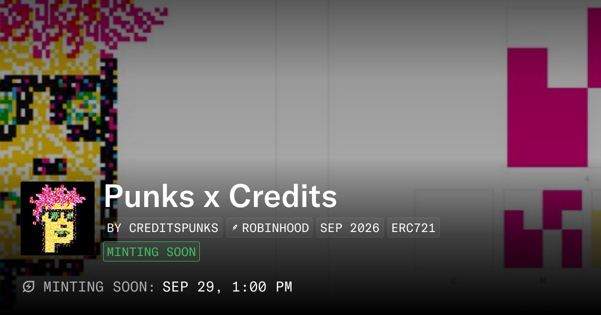AlexiLongo's tweet photo. 🎁 Punkx x Credits Free mint WL

➖ Supply 4444

✅ WL form 👉 https://t.co/admlKSwKXJ

➖ Complete Tasks
➖ Submit EVM Wallet
➖ Done

♻️ NFT Collection 👉 https://t.co/Q33p7X2YBG https://t.co/C8EXHOWpjw