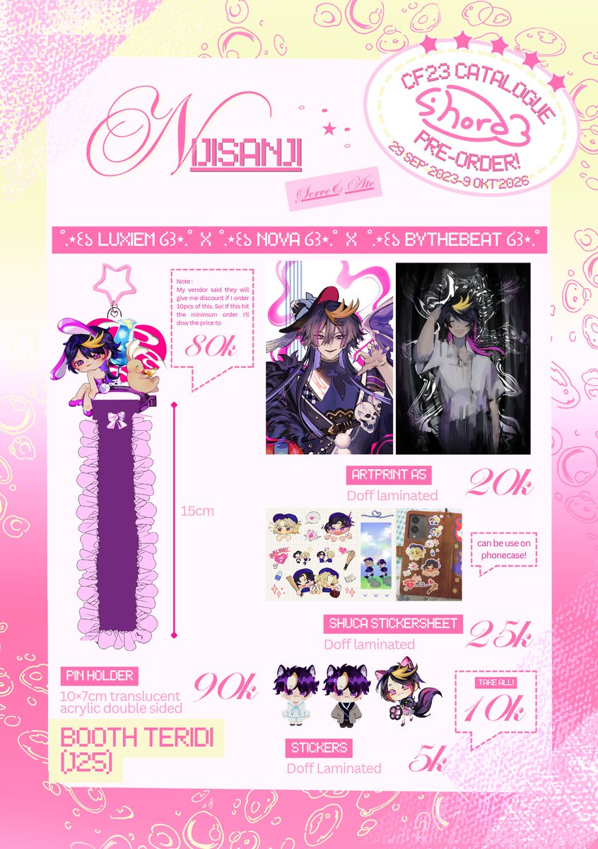 baksodanborax's tweet photo. 💜 &amp; 🔁 are appreciated!

HEYO! #CF23 PO Batch 2 and Giveaway here!! (OTS limited stock)
🗓️ 29 sep - 9 Okt '26
📦 Both Days!! (J25)
⭐️ NIJIEN ( Luxiem &amp; By The Beat ) , unstable , CRK, Deadplate, HSR, Nezha, TGSWIIWAGAA, ALNST, Original!! 
🏷️ https://t.co/pFWPiSEyiy

GA 👇
(1/2) https://t.co/FOjE61pIPh