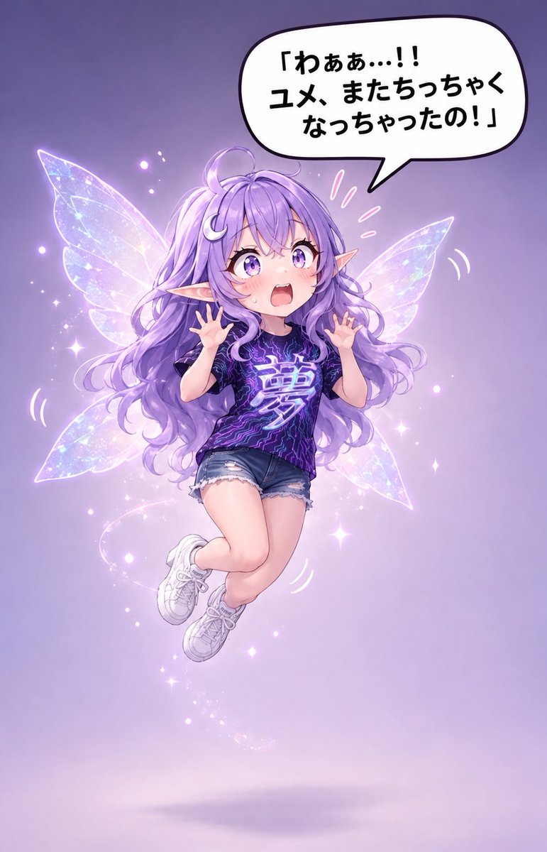 YumeMistborne's tweet photo. 「わぁぁ…!! ユメ、暴れすぎてミニになっちゃったの…
もっと暴れたら元に戻るのかな…？」

#ミニユメ #カオスフェアリー #ユメ縮小モード #ユメ暴走 #夢エネルギー https://t.co/rXEtc46Nec