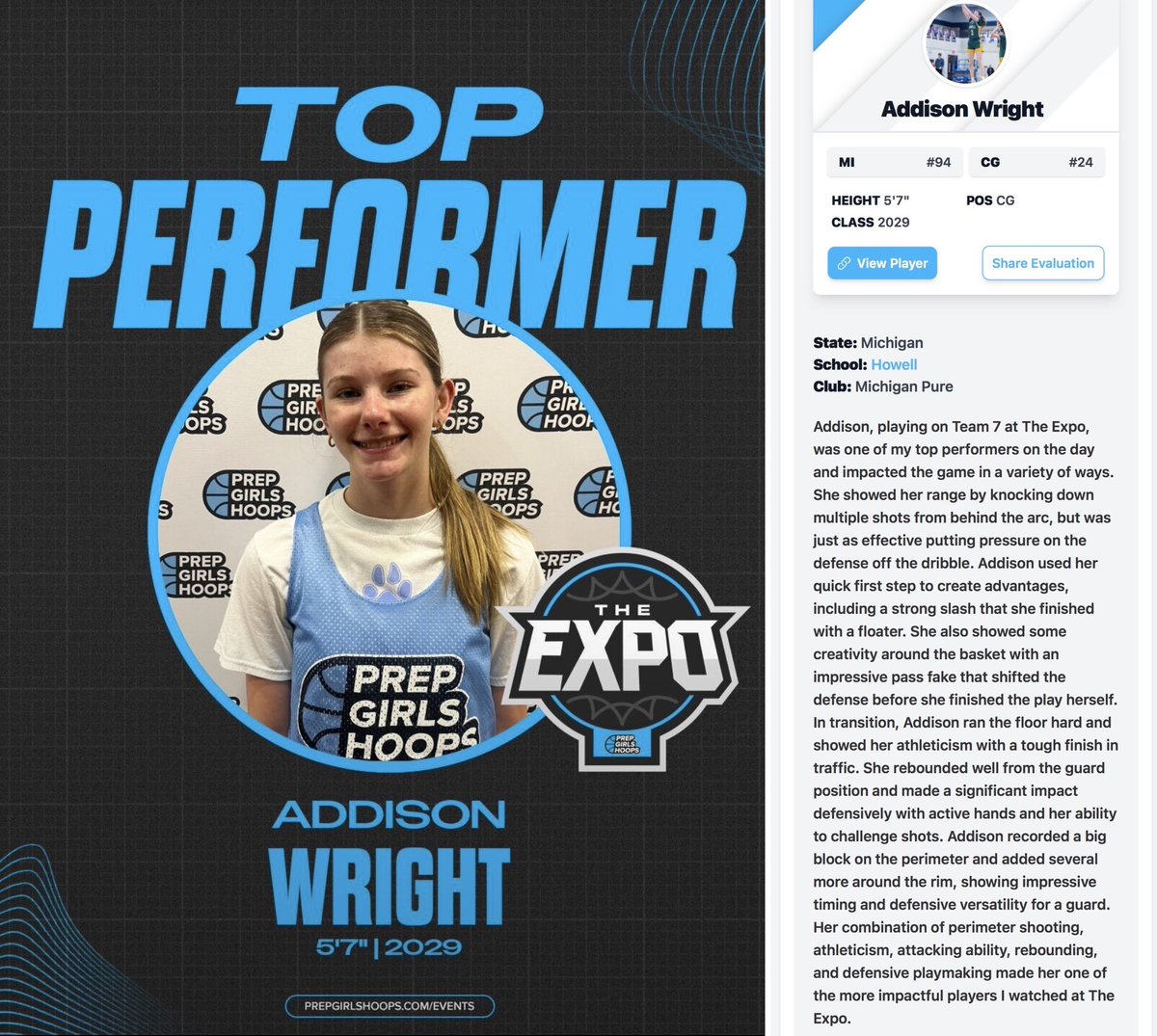 AddisonWri's tweet photo. Thank you for the evaluation and write up @pgh_Danyle . Had a great time competing at the expo. @PGHMichigan @CoachEvanBell @CoachWmJones https://t.co/gZtdv9Hl0S