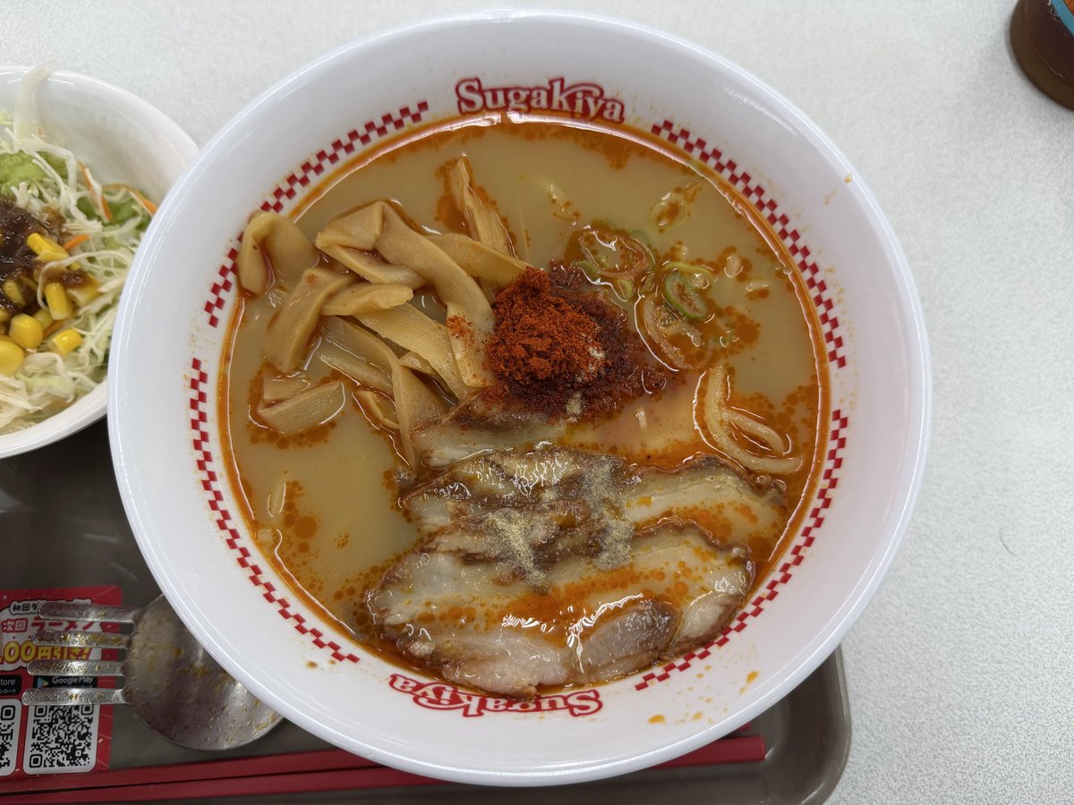 ko1122yama's tweet photo. 433  肉入スガ辛魚ラーメン メンマTP
@スガキヤ SVH津白塚店 https://t.co/FE5Rbt6Qq4