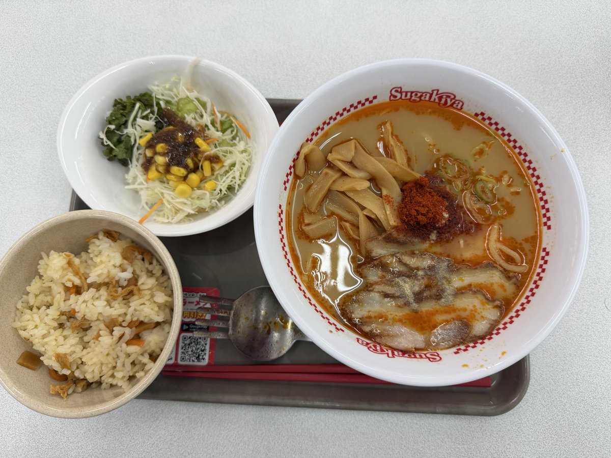 ko1122yama's tweet photo. 433  肉入スガ辛魚ラーメン メンマTP
@スガキヤ SVH津白塚店 https://t.co/FE5Rbt6Qq4