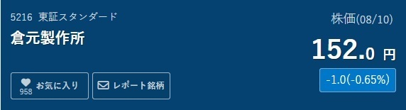 koko_1107_'s tweet photo. 正直に言う。 日本精密、三菱重工、窪田製薬より 伸び代が大きい日本株がある。 倉元製作所（5216） https://t.co/WcPHcgKPP8
