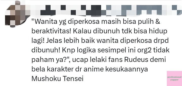 yappingfess's tweet photo. 🩷 laki2 indo yg punya mindset gini beneran ada dan parahnya dia berkata demikian buat bela anime favoritnya doang ckck https://t.co/5aT7ie2Irv