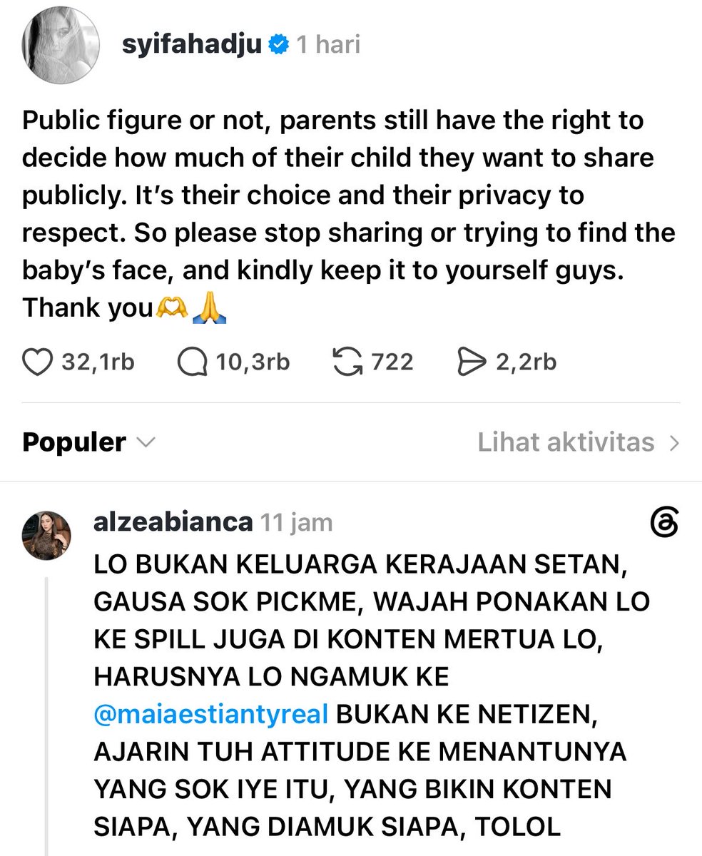 floralcrown's tweet photo. Syifa hadju ikutan speak up masalah wajah anak alyssa yang ke spill di vlog bunmay. https://t.co/a2O2tGAc3c