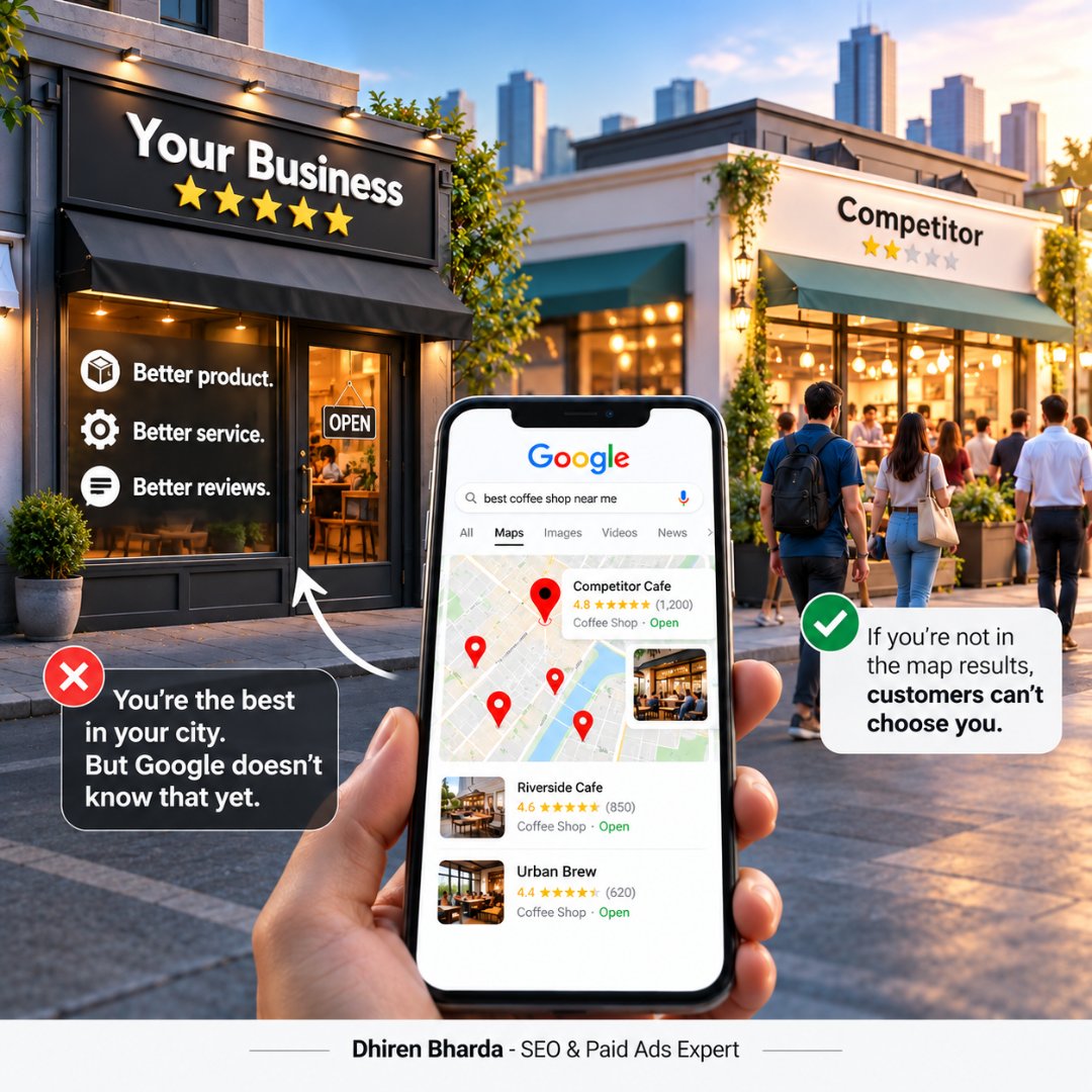dhirenbharda's tweet photo. You can be the best in your city and still be invisible on Google Maps. 📍
Better service means little if customers can’t find you.
#LocalSEO #GoogleMaps #SEO #dhiren #seoexpert #aiseo #digitalmarketing #smm https://t.co/REjYcVbZ0w