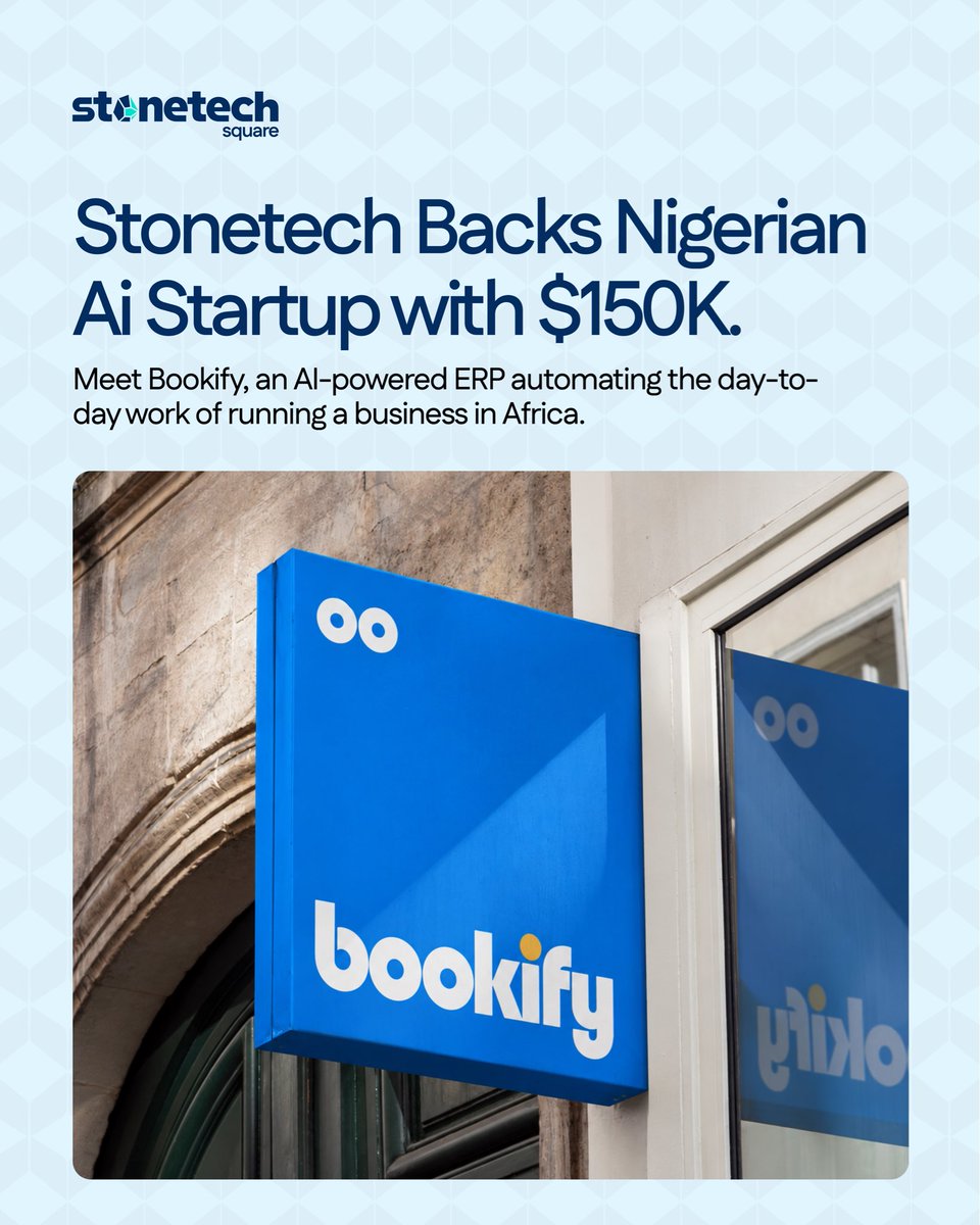 stonetechsquare's tweet photo. Stonetech backs Nigerian Ai Startup with $150K.
Meet Bookify, an Al-powered ERP automating the day-to-day work of running a business in Africa.
@usebookify
#usebookify #stonetech https://t.co/1PGJCGFN6f