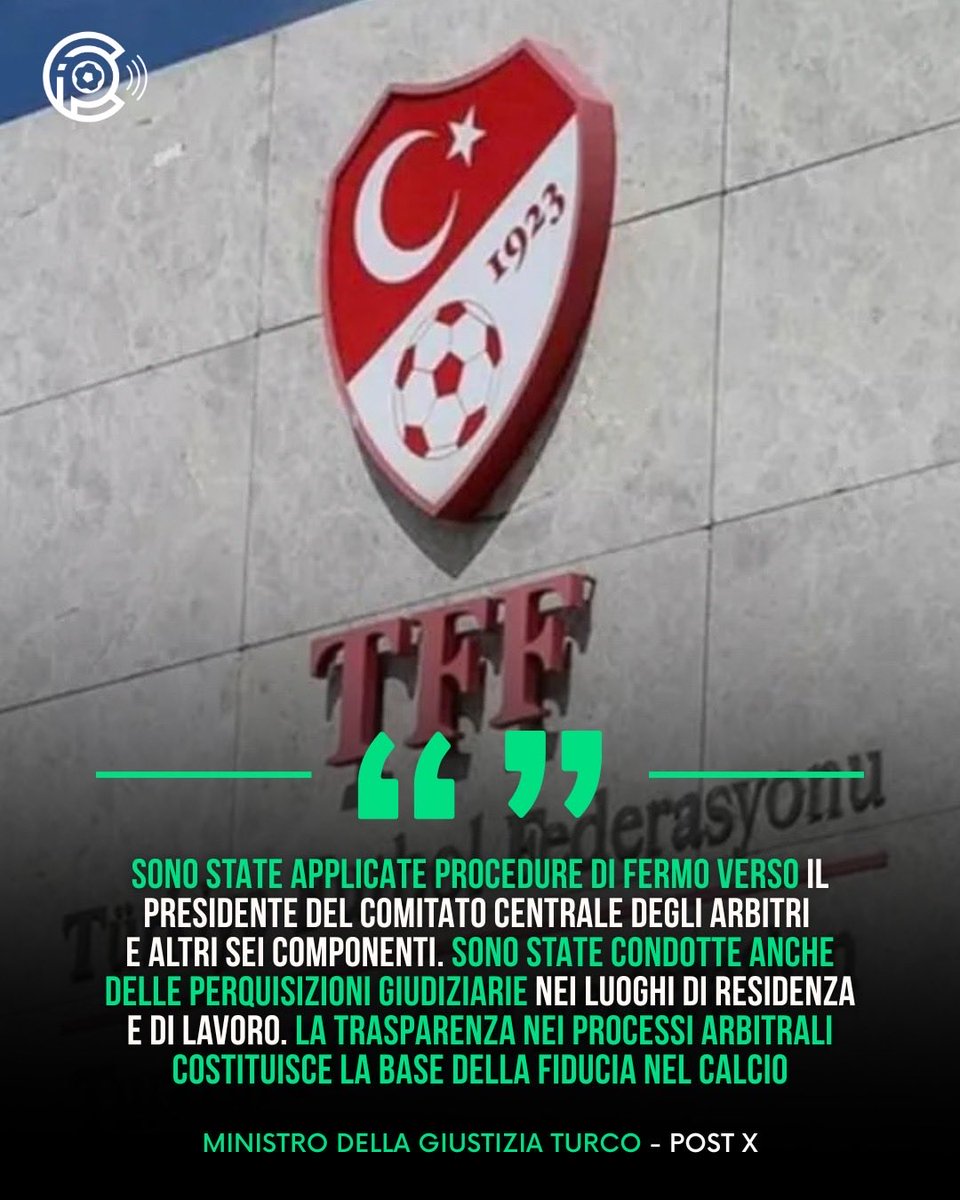 CalcioPillole's tweet photo. 🇹🇷Il presidente degli arbitri Ferhat Gundogu è stato arrestato insieme ad altre sei persone nell'ambito di un'inchiesta della Procura di #Instabul.

#Arbitri #CalcioinPillole https://t.co/LE9G16NLBG