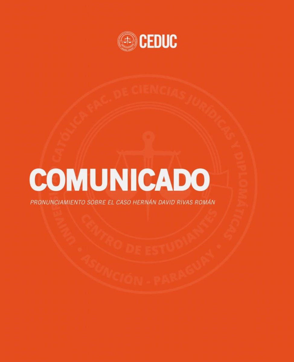 manuelrierad's tweet photo. "Se golpeó la confianza de la sociedad en quienes la ejercemos". Un poderoso comunicado del Centro de Estudiantes de Derecho de la UCA @ceducpy que indigna al estudiantado. Quizá la principal sino más importante generación agraviada por el título falso de Hernán Rivas, que desprecia el esfuerzo del estudiante
