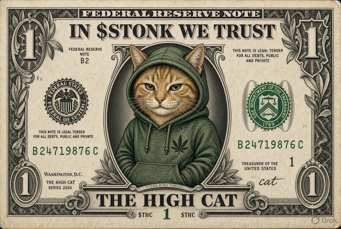 TheHighCatTHC's tweet photo. In $STONK we trust. In $THC we exhale. https://t.co/IblmaepV9H