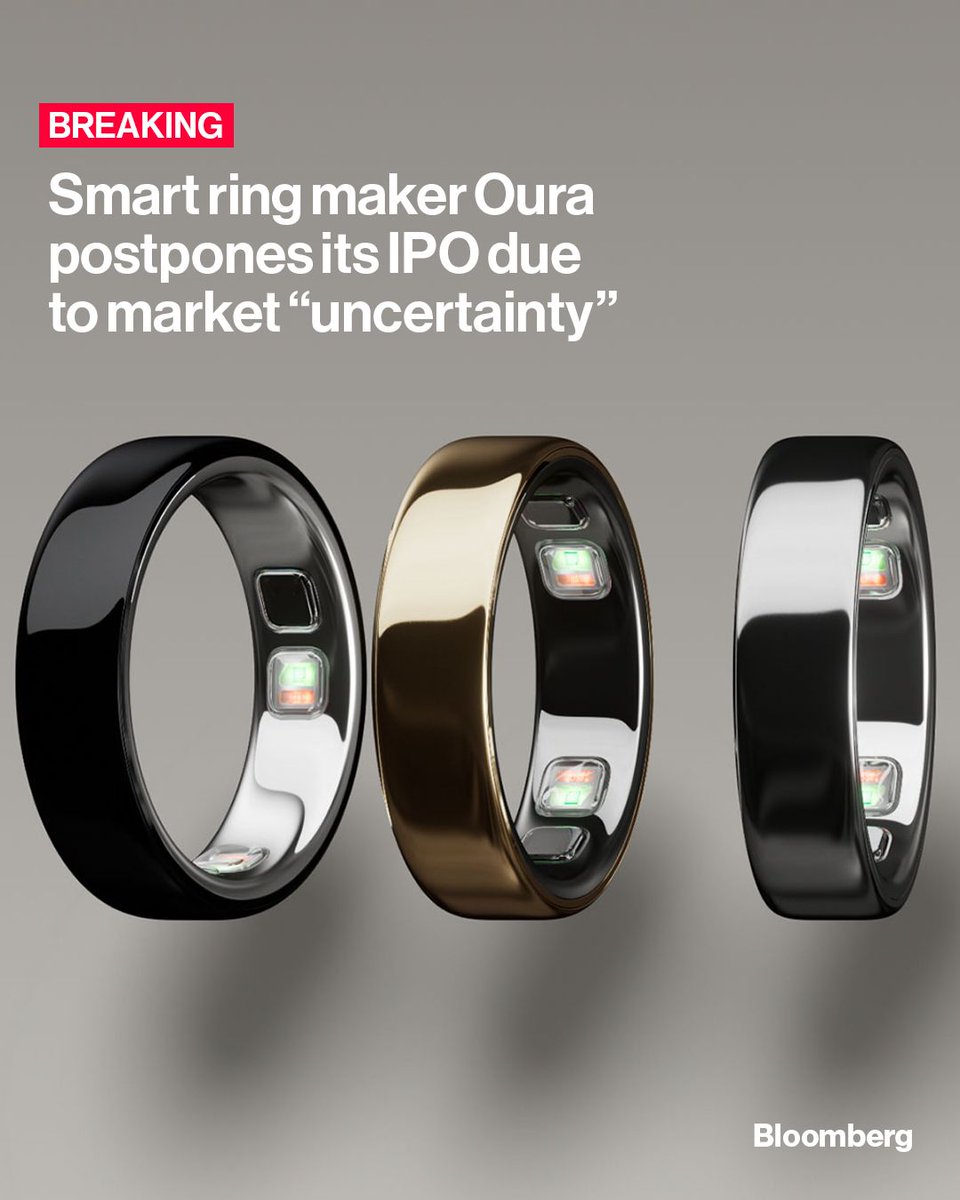 business's tweet photo. Oura will delay its planned IPO on Nasdaq due to uncertainty in the market for first time offerings.

The startup and its shareholders were looking to raise as much as $2.2 billion in the US IPO, which was about four times oversubscribed. Read more: https://t.co/ufdBX3SDe9

📷: Businesswire