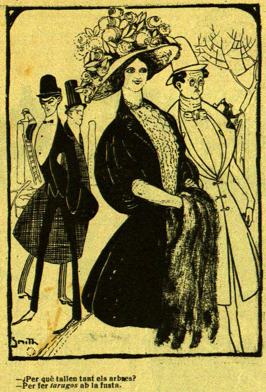 HumoristanOrg's tweet photo. — ¿Per què tallen tant els arbres?
— Per fer «tarugos» ab la fusta

Aquesta vinyeta de Smith es va publicar el 3 de març de 1910 al setmanari satíric «¡Cu-Cut!».
Si vols saber més 🔍https://t.co/teFvoj1jxq https://t.co/7XvT6duQkn