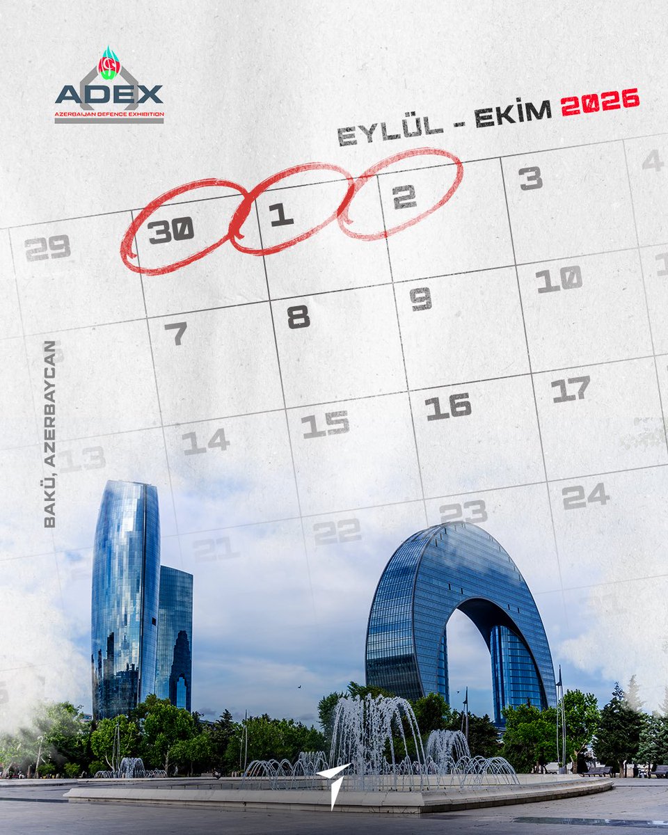 TUSAS_TR's tweet photo. Rotamız Azerbaycan! 🇦🇿✈️

#ADEX2026 Azerbaycan Uluslararası Savunma Fuarı'nda, millî havacılık kabiliyetlerimizi ve mühendislik gücümüzü uluslararası ziyaretçilerle buluşturmak üzere yerimizi almaya hazırız.

🗓️30 Eylül – 2 Ekim
📌 Stant: Hall 2 - 2A300
📍 Bakü Expo Center https://t.co/VM2T3jKCWr