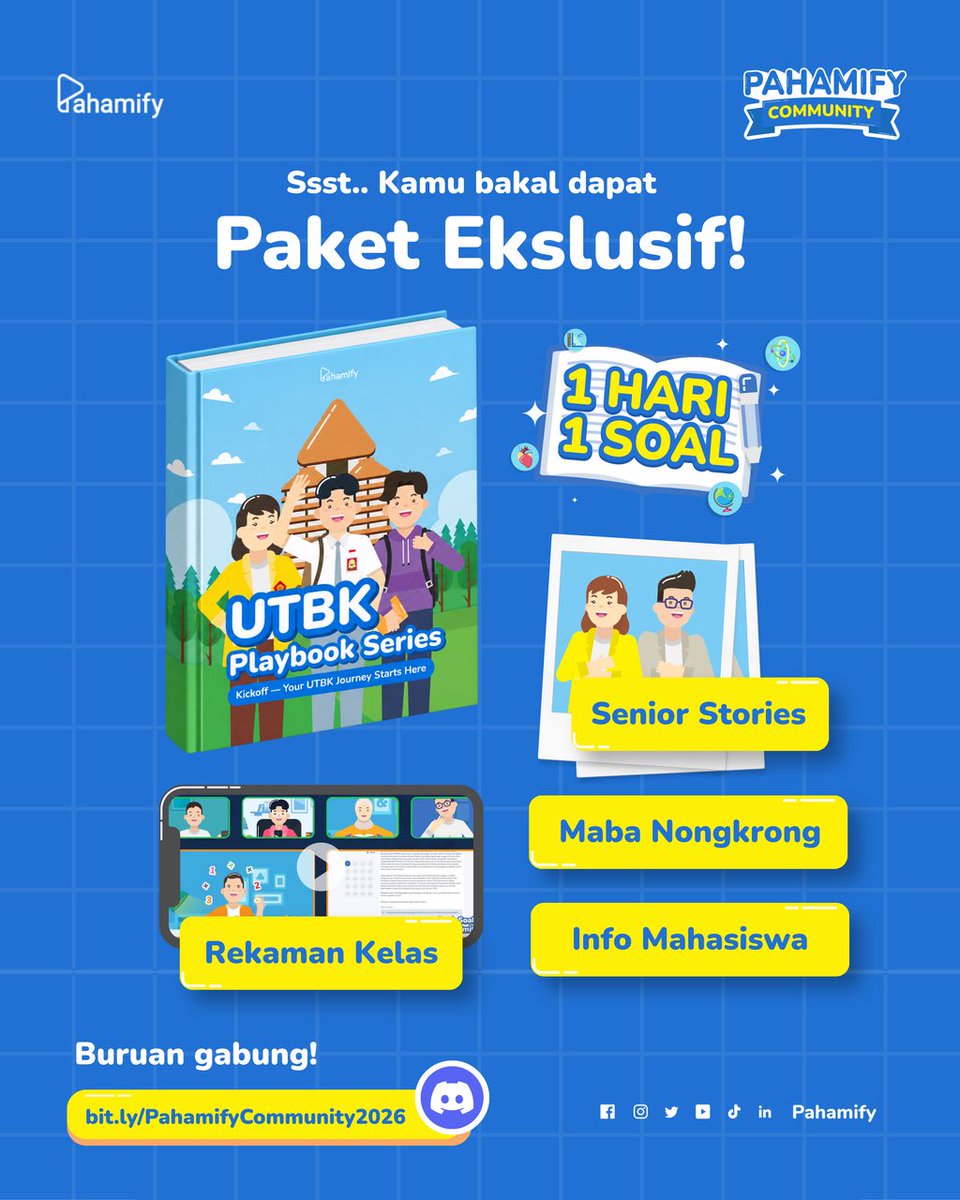 pahamify's tweet photo. Welcome to (New) Pahamify Community! π π
Yang ditunggu-tunggu akhirnya datang juga! Hari ini, Rumah Baru buat seluruh Pahamifren dari berbagai angkatan dan perjalanan resmi dibuka. π π€©
Join Discord π https://t.co/BxdPgOh9IV
#Pahamify #PahamifyCommunity #DiscordPahamify https://t.co/hbXl7enKV8