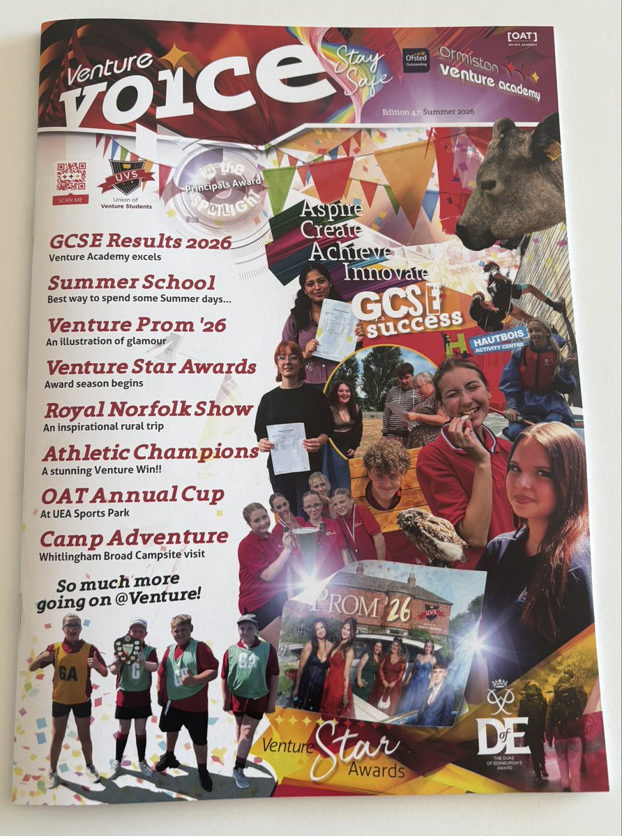 OrmistonVenture's tweet photo. Hot off the press! 
Edition 47 of Venture Voice, our termly magazine, has landed at Venture! 
Pop in and collect your copy or view it online here 👇https://t.co/zCbQHC02Mj
@OrmistonEast @OrmistonAcads #ProudToBeVenture https://t.co/hRUsoPa7PB