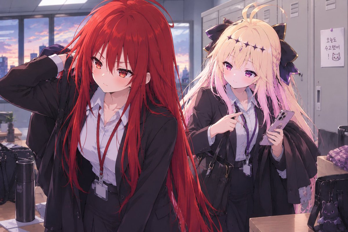 BeneathMoons's tweet photo. 집갈준비하는 샤나와 새도우!
#灼眼のシャナ　　　　#작안의샤나 #샤나 #메론빵 #shana #shakugannoshana #シャナ　#しゃくがんのしゃな
#츤데레 #つん명탐정프리큐어 
#AIイラスト #precure #名探偵プリキュア #CureArcanaShadow #キュアアルカナ・シャドウ https://t.co/RjymX1q5Wg