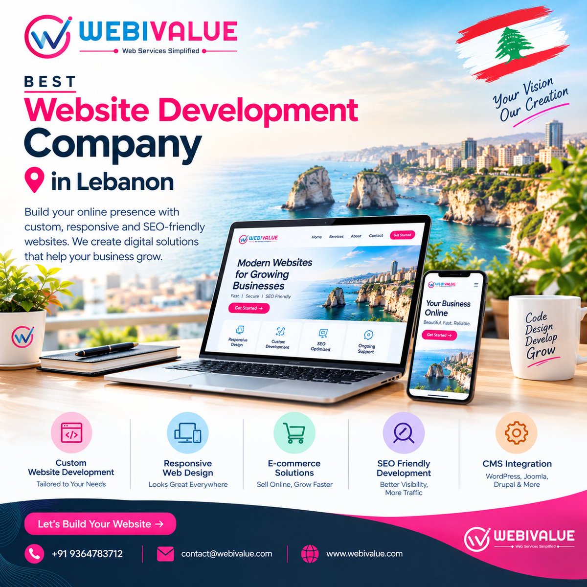 abhijnawebival's tweet photo. Best Website Development Company in Lebanon 

WebiValue provides custom, responsive, secure &amp; SEO-friendly websites with eCommerce, CMS, UI/UX, performance optimization, maintenance &amp; support.

🔗 https://t.co/79XZ61OHf9

#WebDevelopment #WebsiteDevelopment #Lebanon #WebiValue https://t.co/cf8Ek29txV