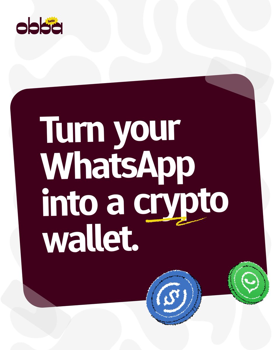 useobba's tweet photo. Crypto wallets are complicated, they said. Meanwhile, you've been texting your way through life on WhatsApp for years. 🫠

#Obba #CryptoPayments #WhatsApp https://t.co/TSQq13UAlL