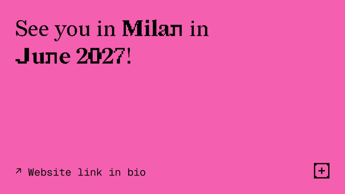 InfoPlusConf's tweet photo. Save the date: Information+ 2027
7-9 June · Politecnico di Milano

Presentations, talks, workshops and an open exhibition.

More info at https://t.co/Slu0sQTJwp

#InformationPlus2027 #InformationPlusConference #InformationDesign #DataVisualization #DataVis #Polimi #Milan https://t.co/iHSzEHBEyo