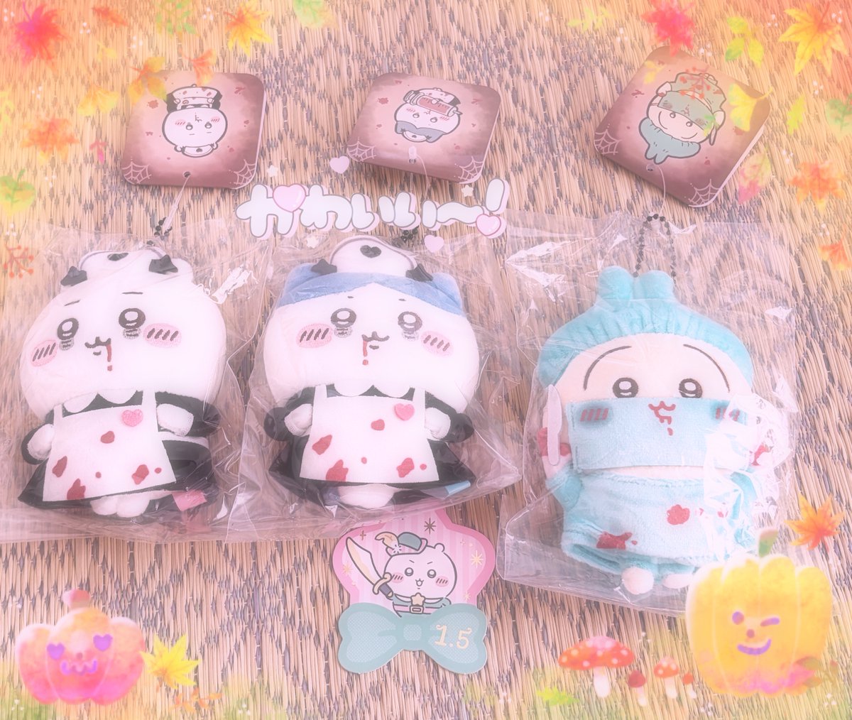 tappulin's tweet photo. ちいかわの新作ぬいゲット！！でもこの3人以外は売り切れでした…💦最近売り切れ早くなりましたね…前だと長くまで残ってた気がするのですが…💦最近人気急上昇中ですし、在庫が追いついてないのかもしれないですね。
ランダムで貰える特典はちいかわでした！嬉しい🙌 https://t.co/jjDB8TdVy0