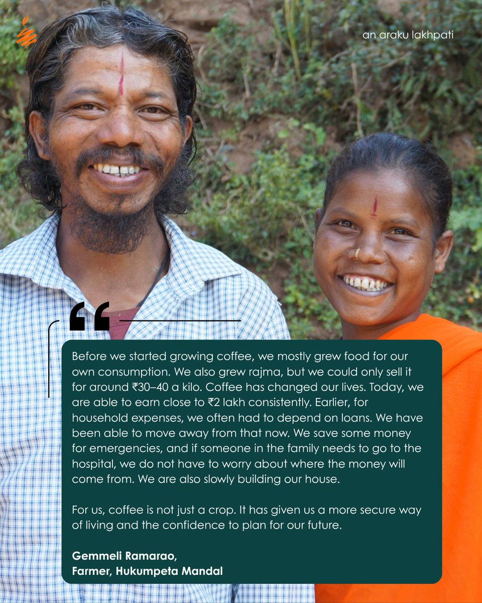 naandi_india's tweet photo. The idea behind #Arakunomics is simple: make agriculture profitable, sustainable and resilient, so farmers can earn better, build for the future, produce high-quality crops and regenerate the planet. We’ve done this in Araku for over 25 years. The stories our farmers share with us stands as proof.
Now, we’re taking this philosophy to more communities across India.