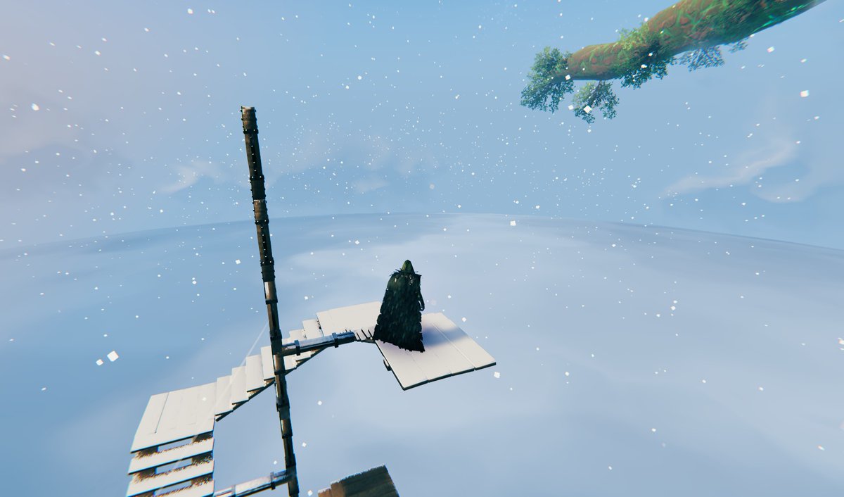 m_yosh's tweet photo. 実績解除のために1stプレイ時のワールドでTHORN山に高い櫓を建ててきた #Valheim #ヴァルヘイム https://t.co/eOtGv4lFdE