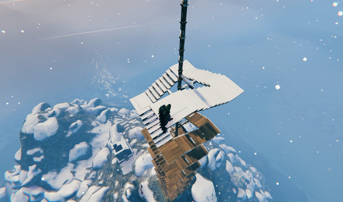 m_yosh's tweet photo. 実績解除のために1stプレイ時のワールドでTHORN山に高い櫓を建ててきた #Valheim #ヴァルヘイム https://t.co/eOtGv4lFdE