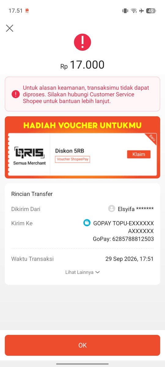 elaffyuu's tweet photo. @ShopeeID Tolong dong min, saya mau transaksi daritadi pakai shopeepay selalu gagal dan akun juga udah premium, selalu gagal saat verifikasi wajah. Solusinya gimana ini? Respon tim lama banget, dari jam 3 udah bikin laporan https://t.co/6Rn5LknAb6