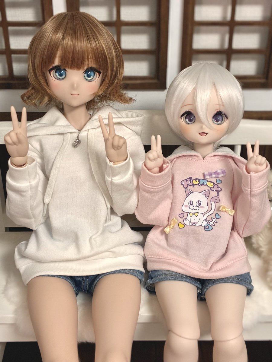 YnoDollacc's tweet photo. あんにんとひまりお姉ちゃん✌️✌️ボークスさんのスタンダードモデルはDDひまりちゃんを推す...！ https://t.co/gbjvK74xdp