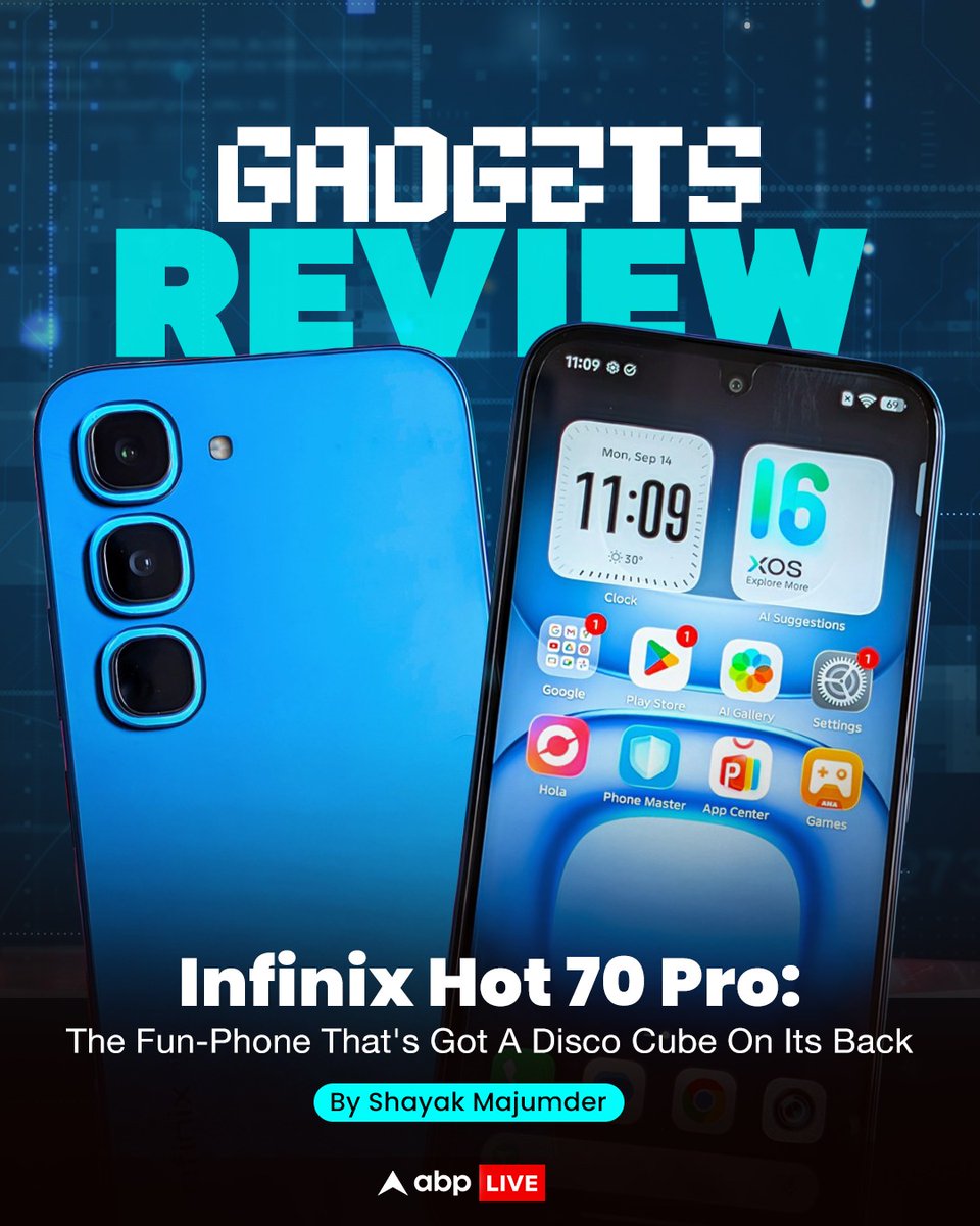abplive's tweet photo. #GadgetsReview | Infinix Hot 70 Pro is a classic 'Infinix concoction' cocktail: big specs, big battery, plenty of features, and one gloriously fun rear display trick.
Tap here to know more๐
https://t.co/ceKCOUN9M5
@shayak_m
#InfinixHot70Pro #Infinix #Technology #ABPLive https://t.co/HMUkkT0OVa